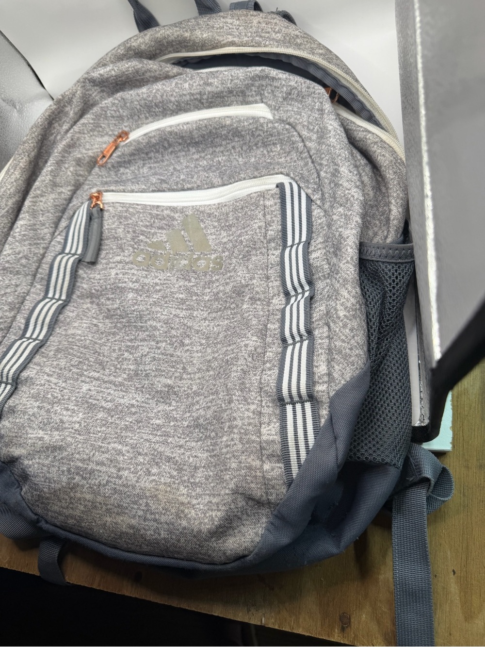 Adidas LoadSpring Gray Heather Backpack Rose Gold School Travel Bag - Picture 4 of 9